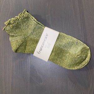 Lettuce Edge Rib Knit Ankle Sock Set Green and Black Francesca’s